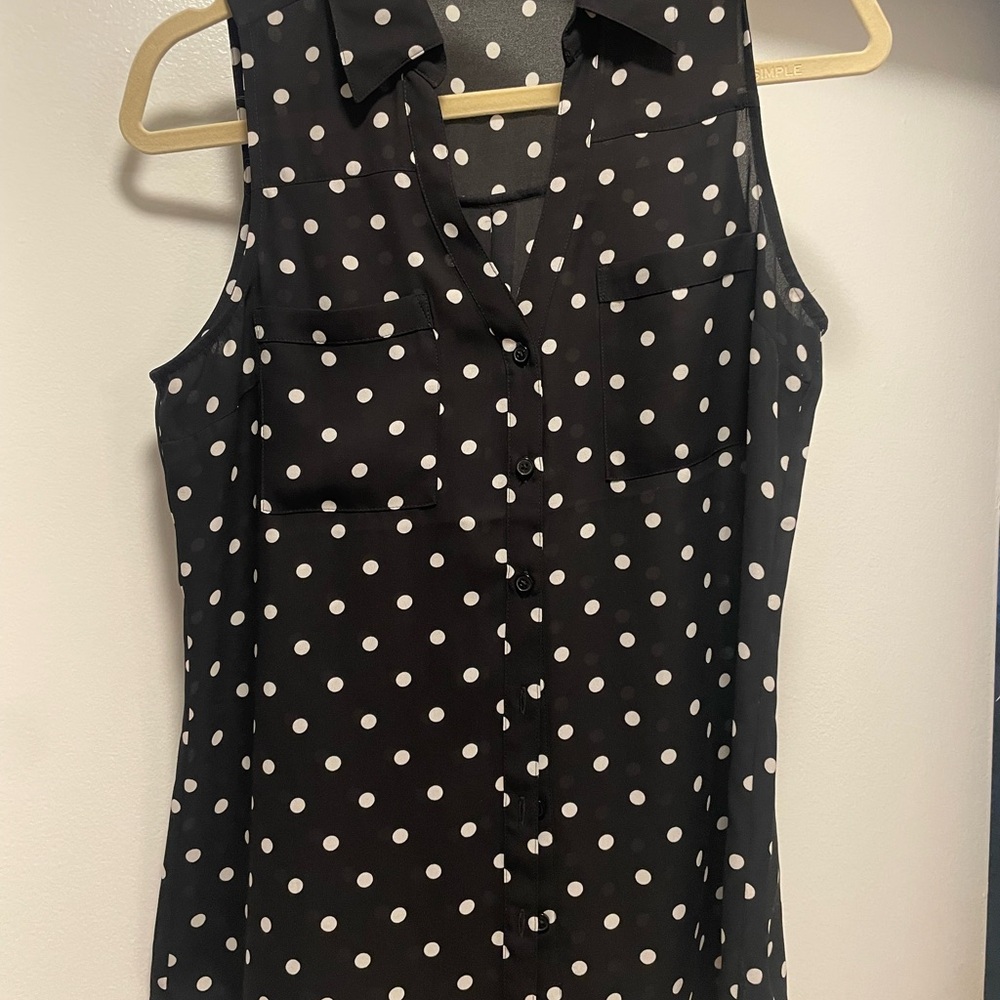 Black Polka Dot Sleeveless Top